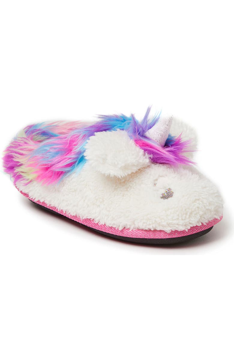 DEARFOAMS Kids' Peyton Novelty Unicorn Fuzzy Slipper, Main, color, Paradise Pink