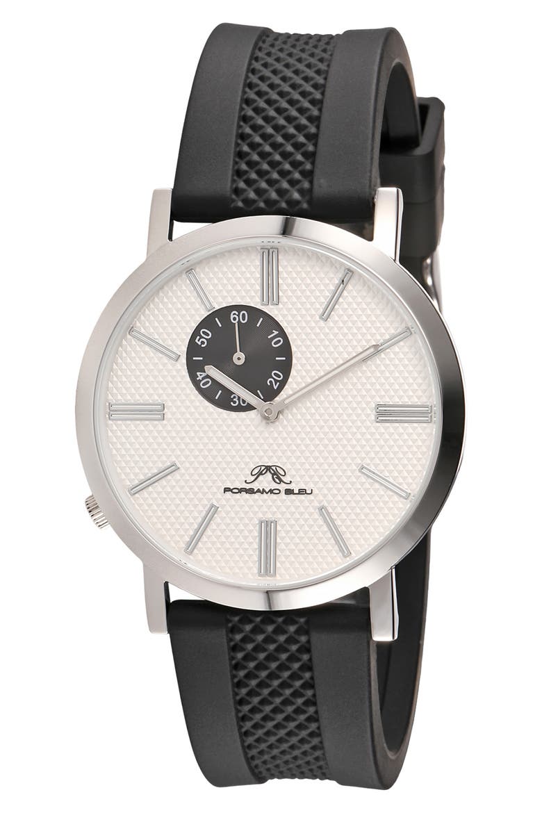 Bennett Silicone Strap Watch, 40mm, Main, color, BLACK AND WHITE