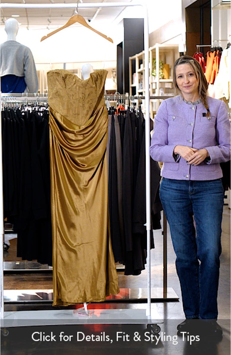 Aurelia Corset Bodice Strapless Satin Gown, sales video thumbnail