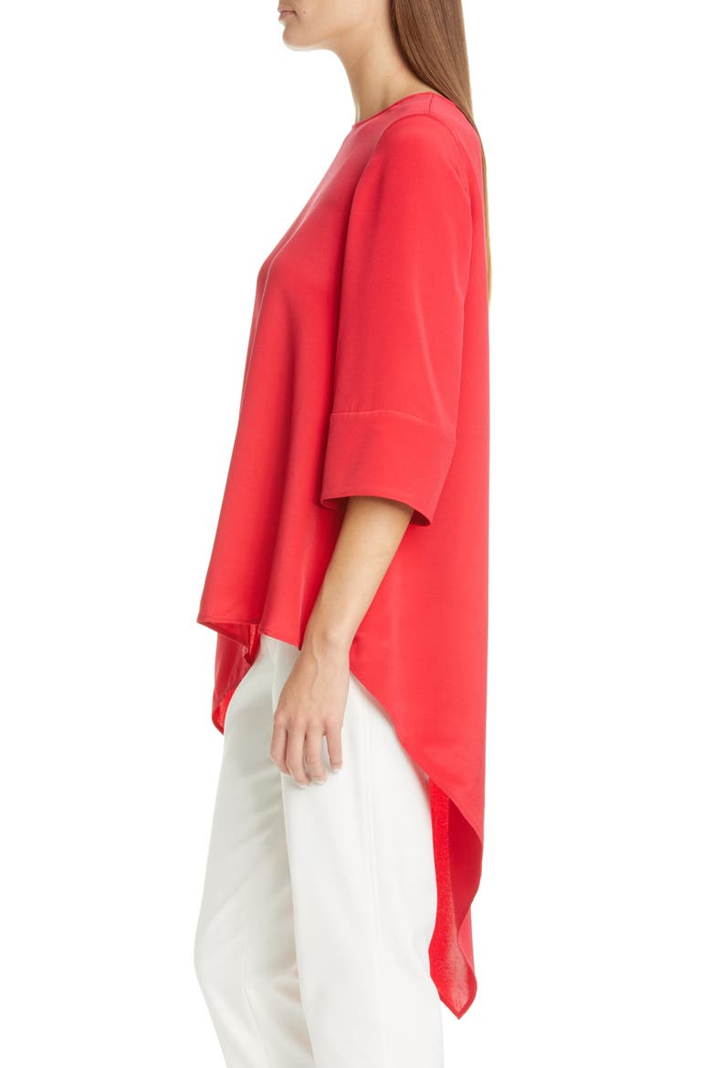 Asymmetrical Silk Crêpe de Chine Top, Alternate, color, POPPY