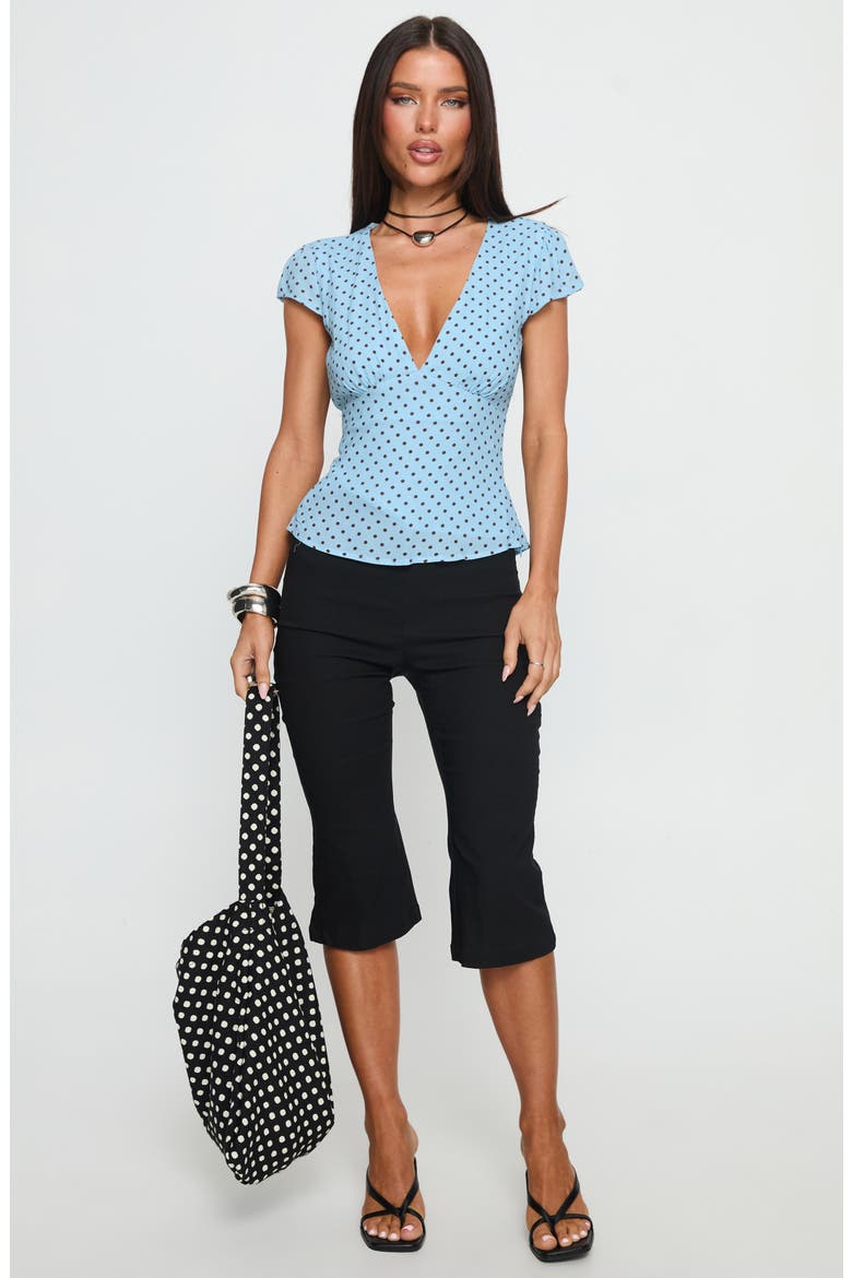 Dalanna Cap Sleeve Tie Back Top, Alternate, color, BLUE POLKA