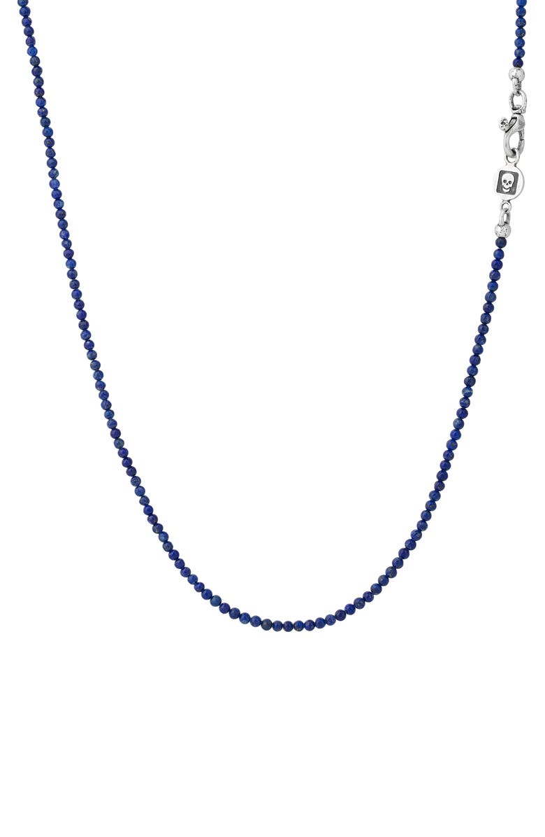 John Varvatos Artisan Lapis Lazuli Beaded Necklace, Main, color, Blue/Silver