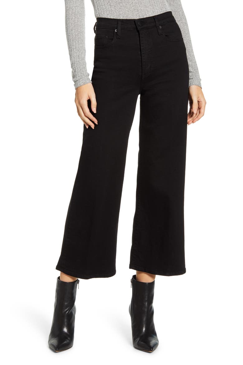 Milla Crop Wide Leg Jeans, Main, color, PURE BLACK