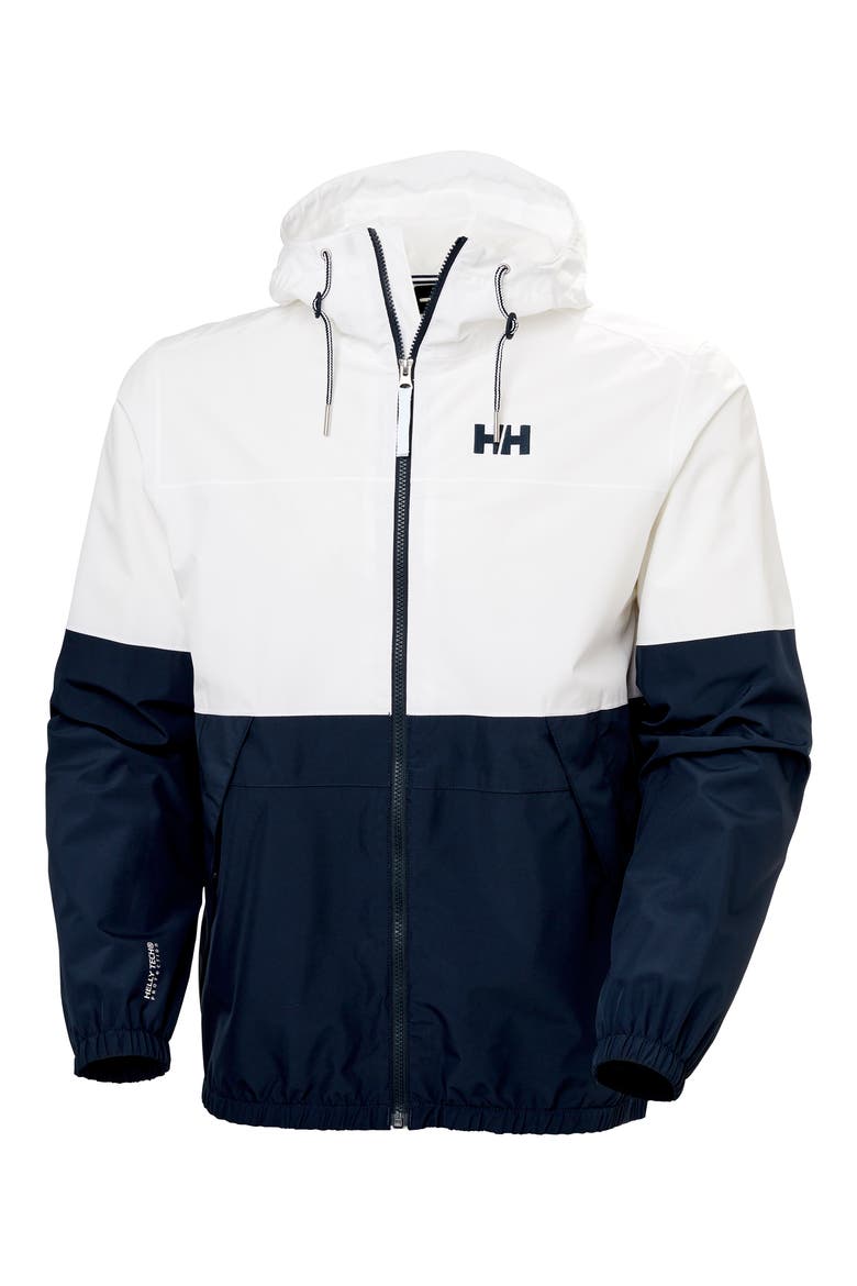 Koster Waterproof Hooded Rain Jacket, Alternate, color, WHITE/ NAVY