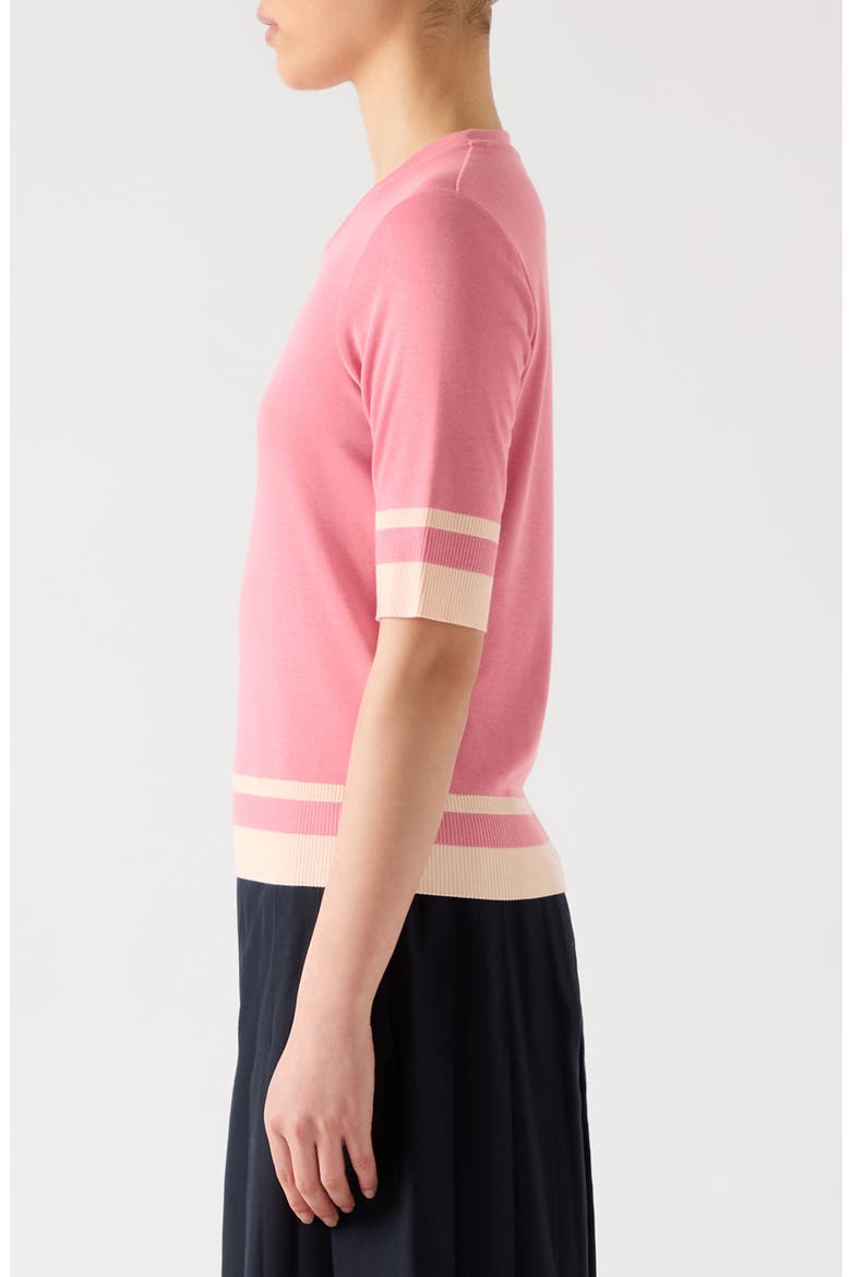Micha Stripe Short Sleeve Sweater, Alternate, color, PINK