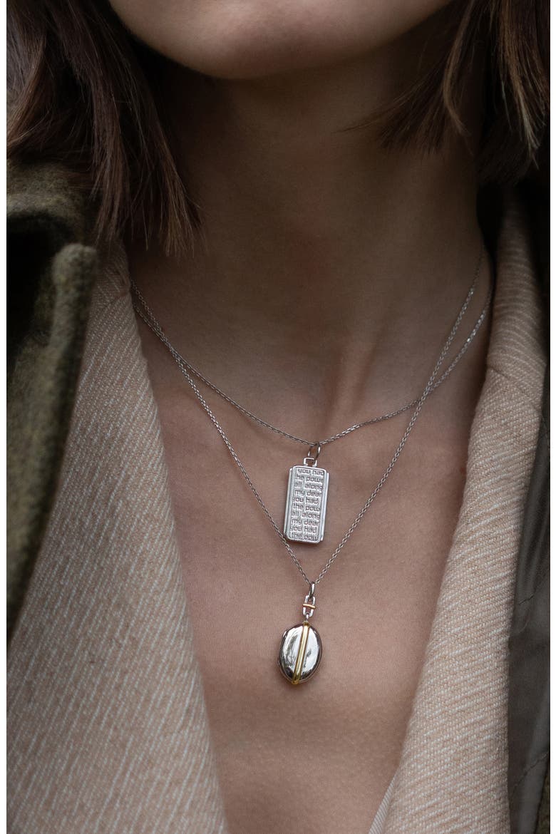 Tess Slim Oval Locket Necklace, Alternate, color, STERLING SILVER/ 18K YELLOW GOLD