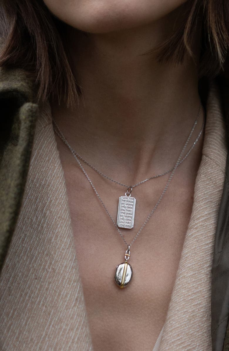 Monica Rich Kosann Tess Slim Oval Locket Necklace, Alternate, color, Sterling Silver/ 18K Yellow Gold