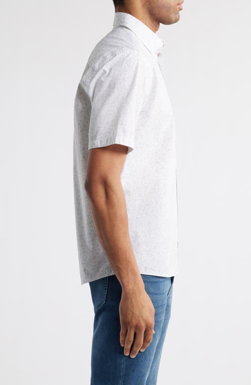 Robert Barakett Blossom Print Short Sleeve Cotton Button-up Shirt In Blue