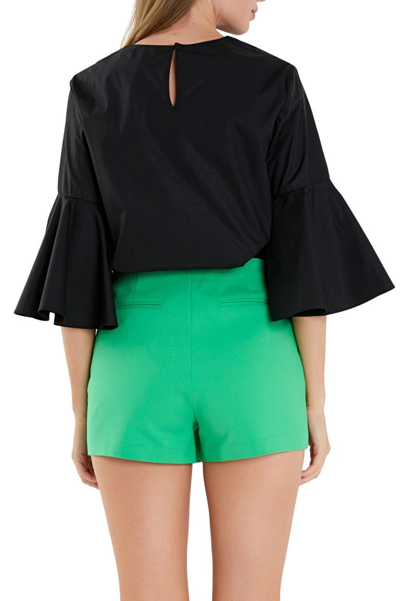 Bell Sleeve Cotton Top, Alternate, color, BLACK