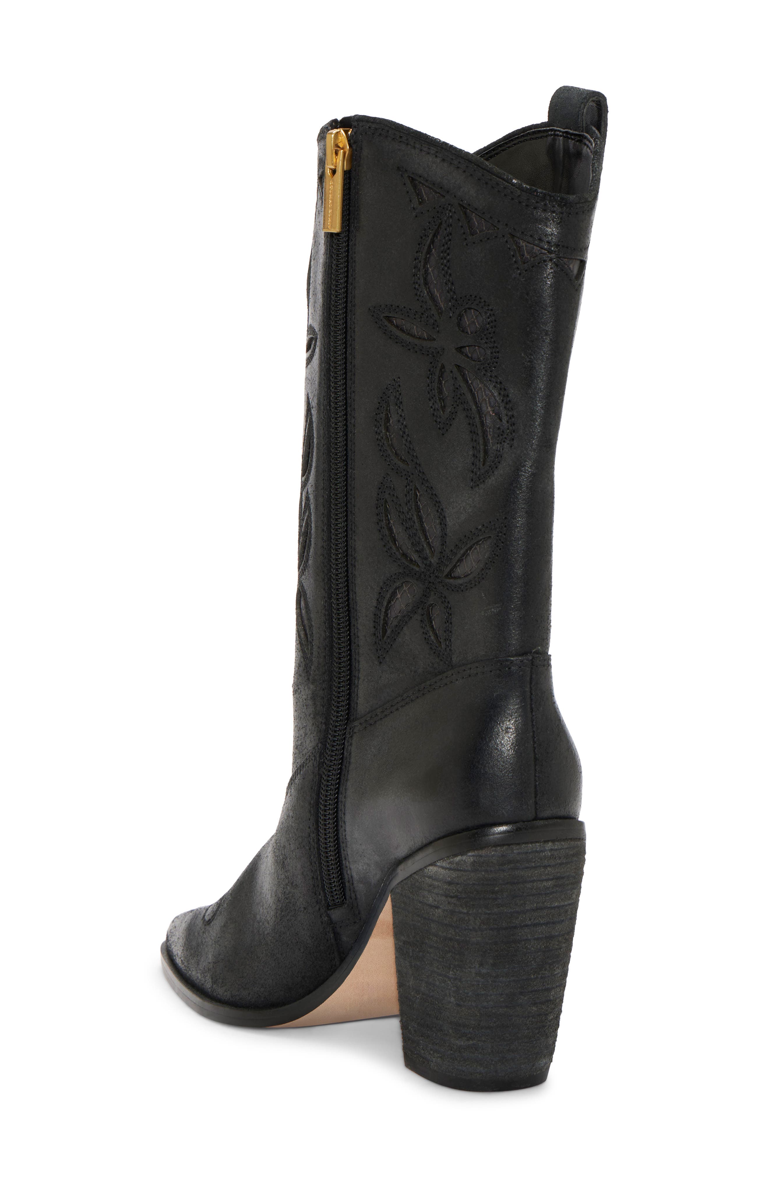 Vince Camuto Alisah Square Toe Western Boot, Alternate, color, Black