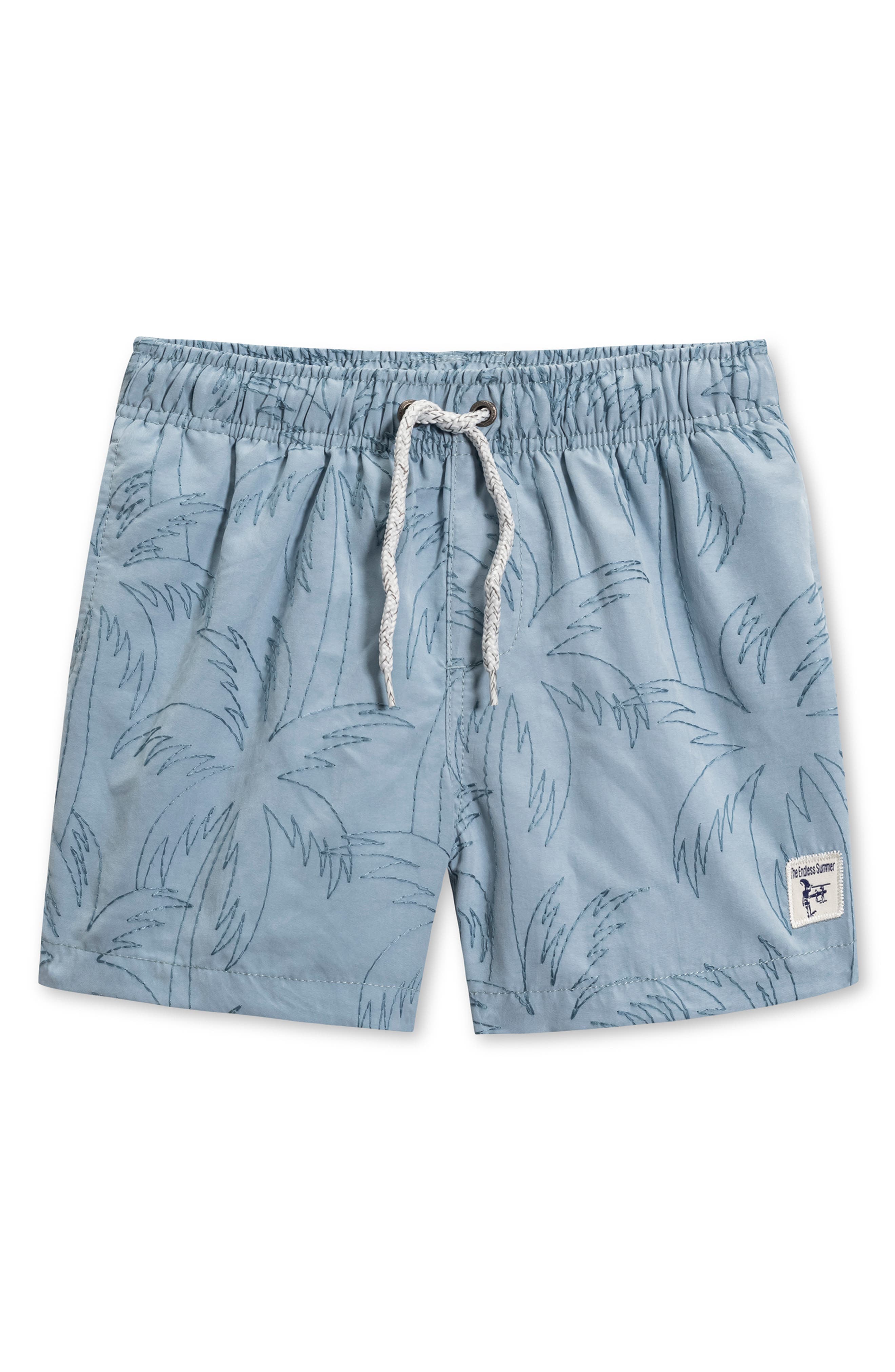 THE ENDLESS SUMMER Kids' Palm Embroidered Volley Swim Trunks