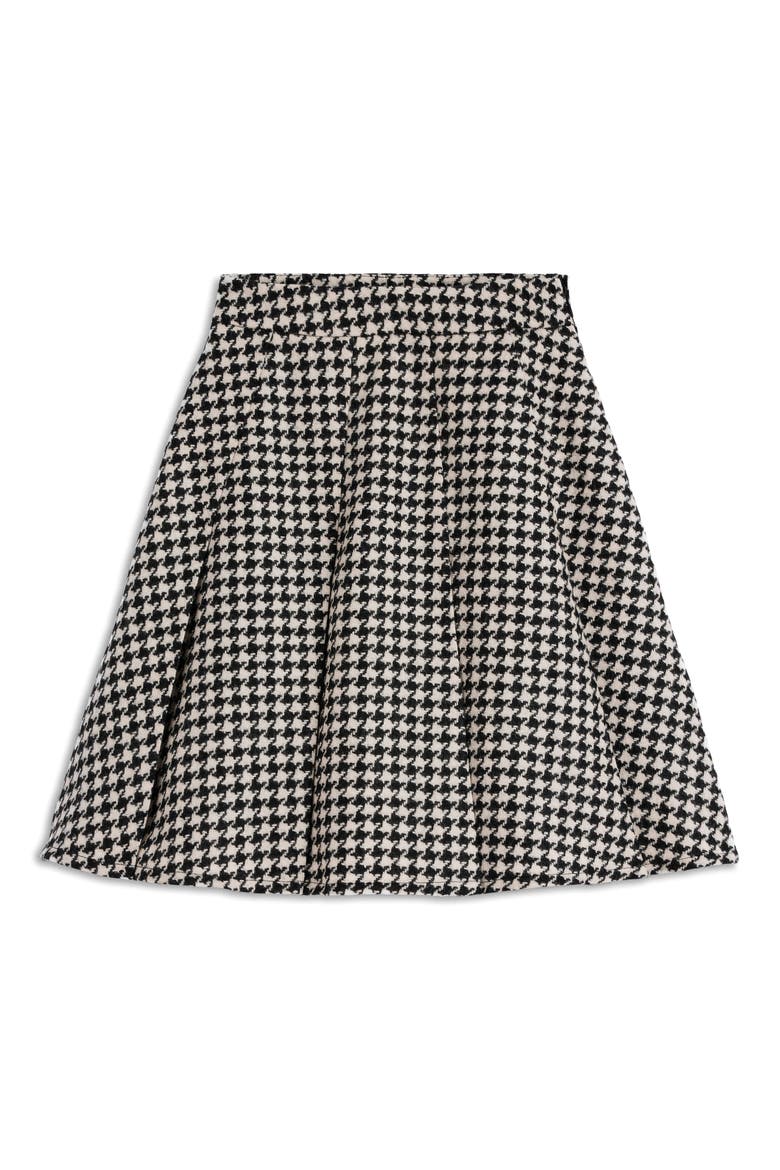 Houndstooth Check Wool Skirt, Main, color, BLACK DOGSTOOTH