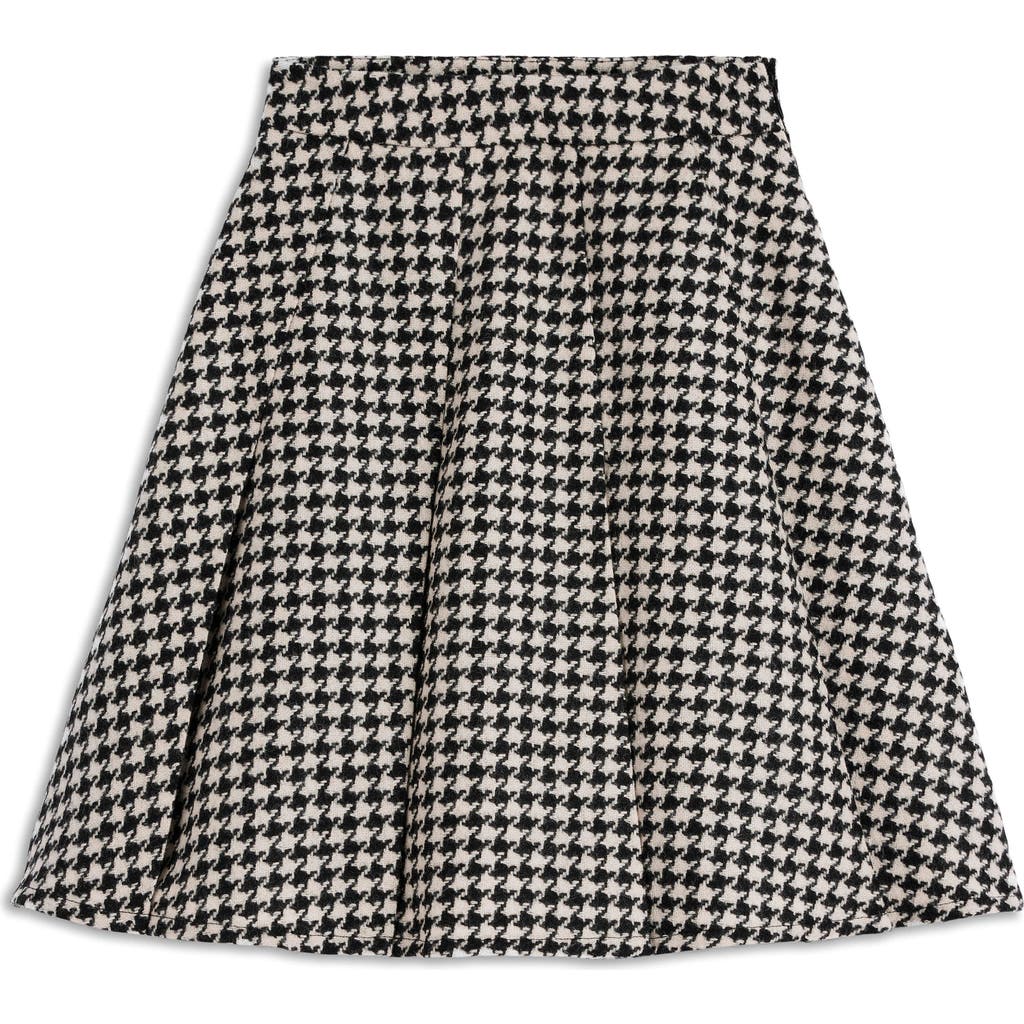 Boden Houndstooth Check Wool Skirt In Black