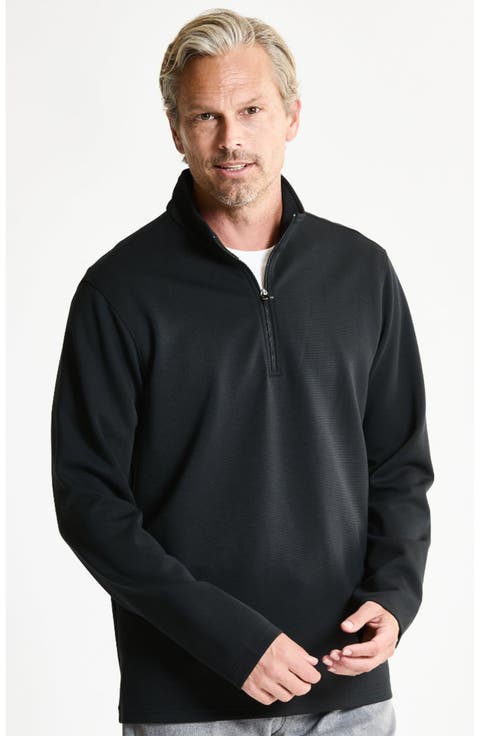 Micro Stripe Pullover Quarter Zip