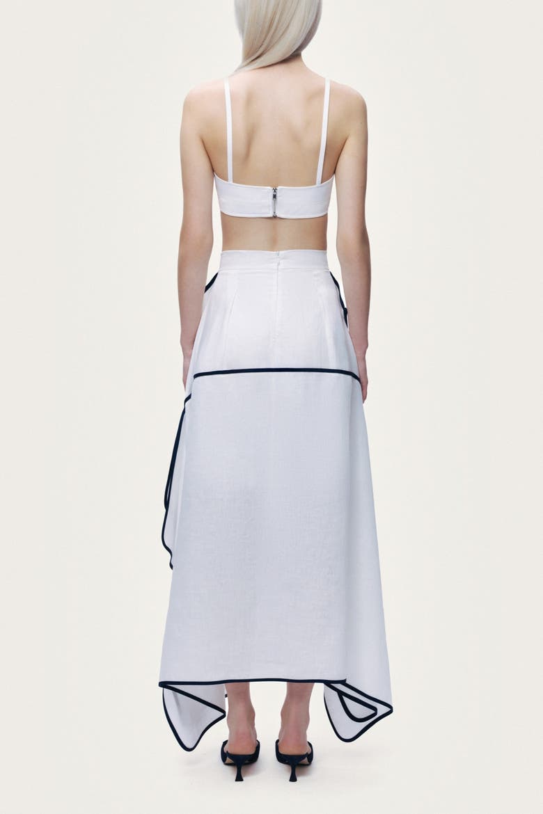 Contrast Trim Asymmetric Hem Skirt, Alternate, color, Ivory