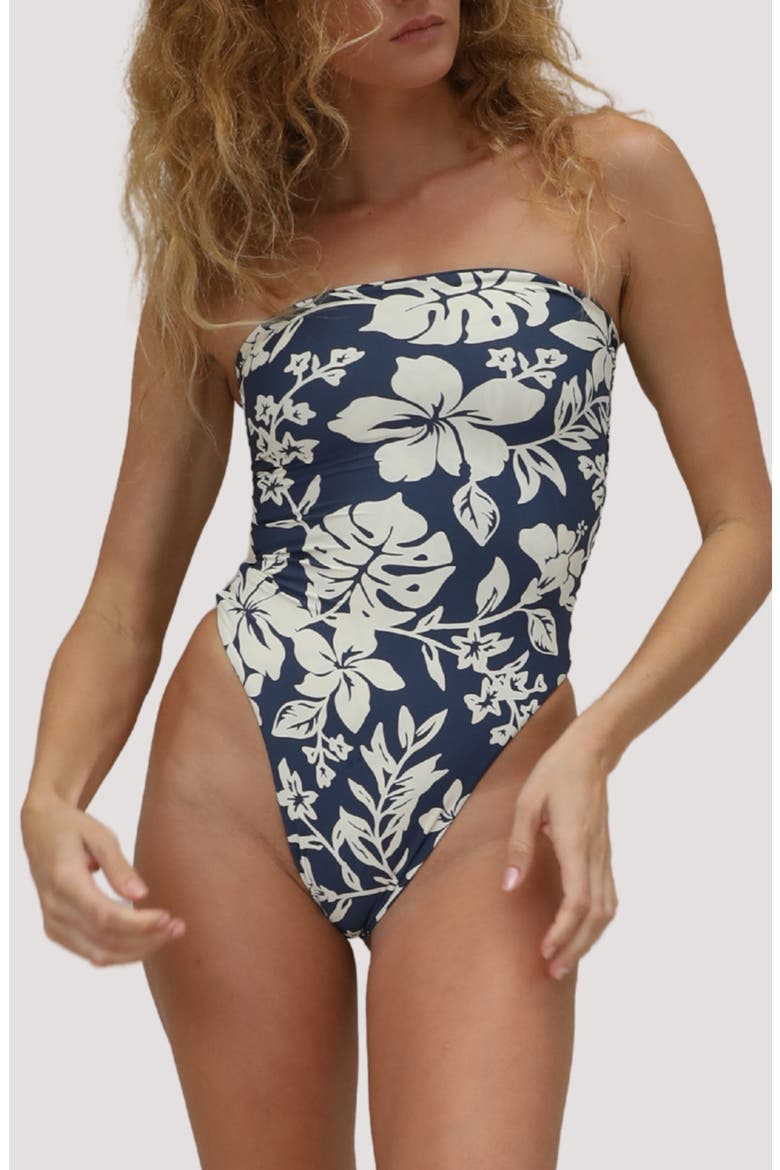 Paola Macramé Strapless One-Piece Swimsuit, Main, color, HIBISCO