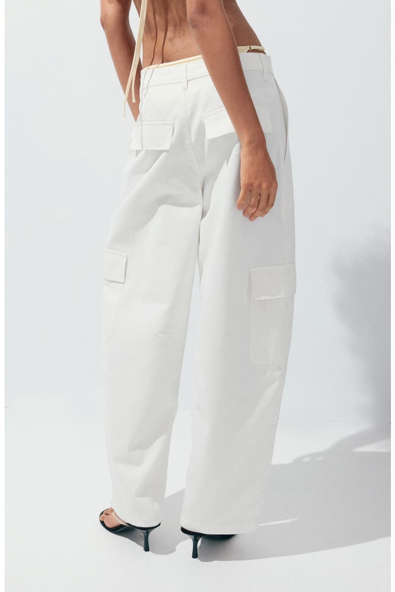 Wide Leg Cargo Jeans, Alternate, color, WHITE