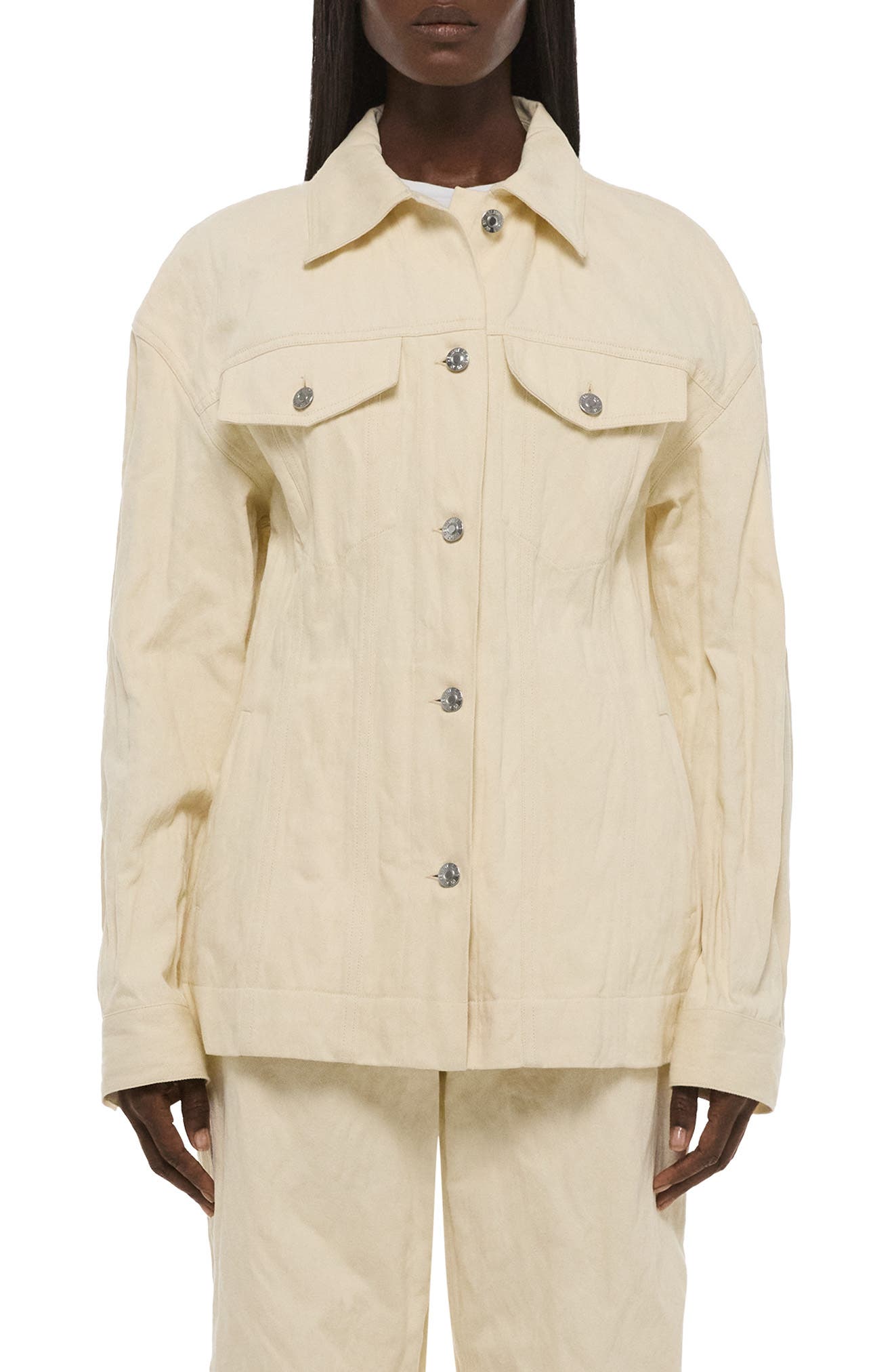 Metallic Crushable Crinkle Denim Jacket