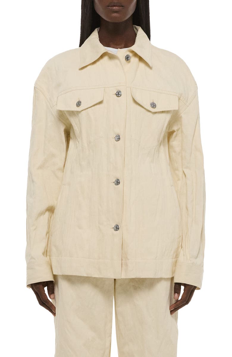 Helmut Lang Metallic Crushable Crinkle Denim Jacket, Main, color, Muslin