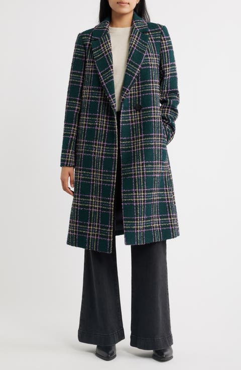 Brushed Plaid Coat