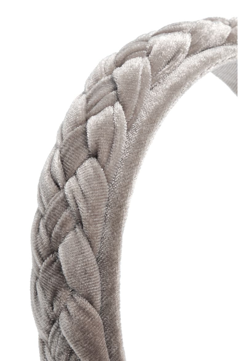 Braided Velvet Headband, Alternate, color, GREY