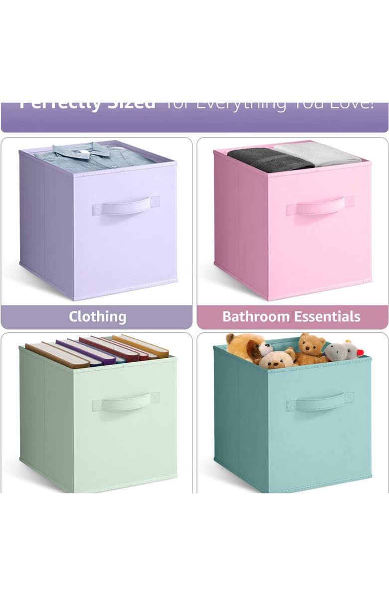 SORBUS 4-Pack Collapsible Storage Cubes, Alternate, color, Multicolored Pastel