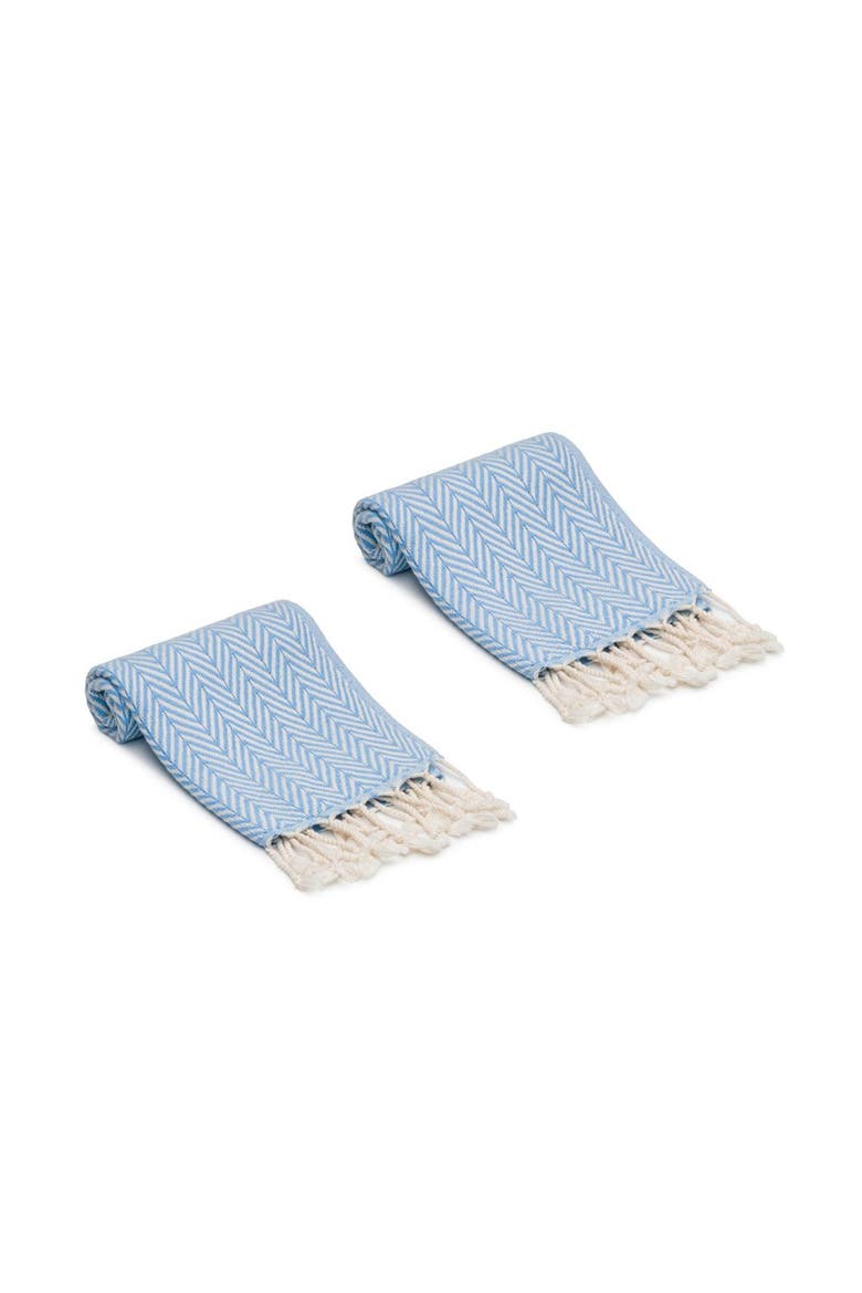 Herringbone Turkish Cotton Hand Towels - Set of 2, Main, color, Sky Blue