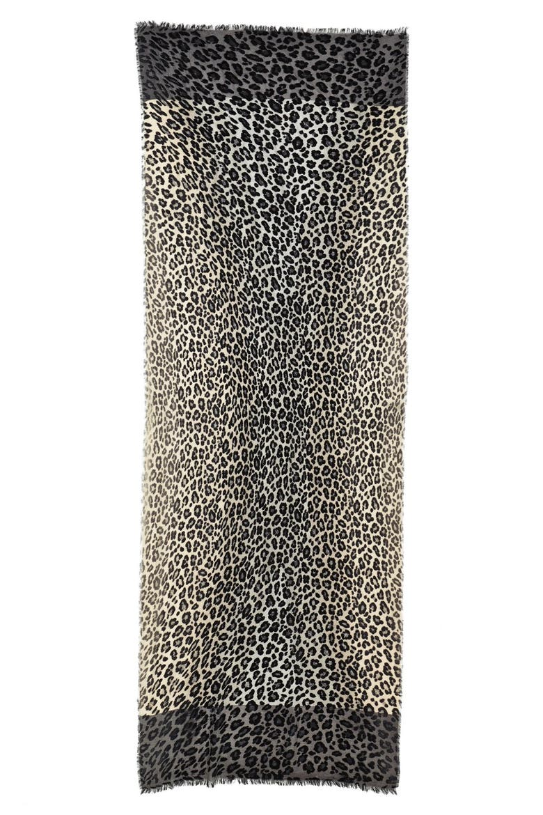 'Luxe Animal' Challis Scarf, Alternate, color, GREY COMBO