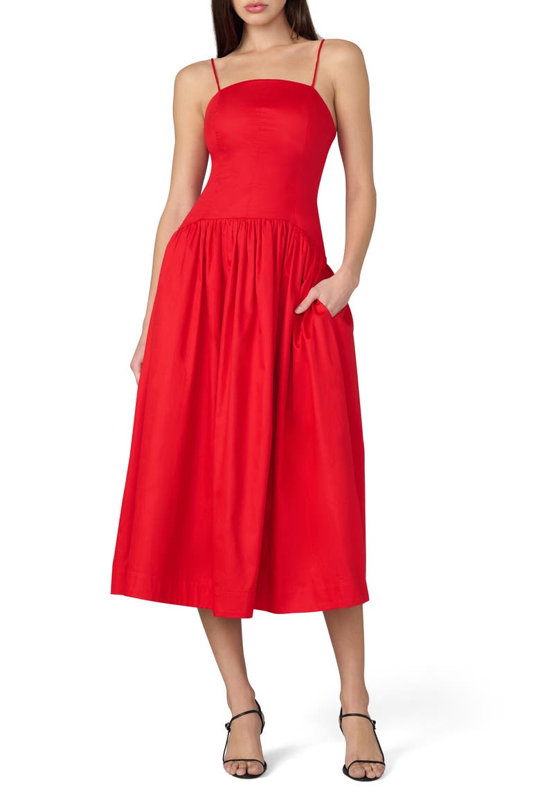 The Mara Sleeveless Midi Dress, Main, color, CHERRY RED