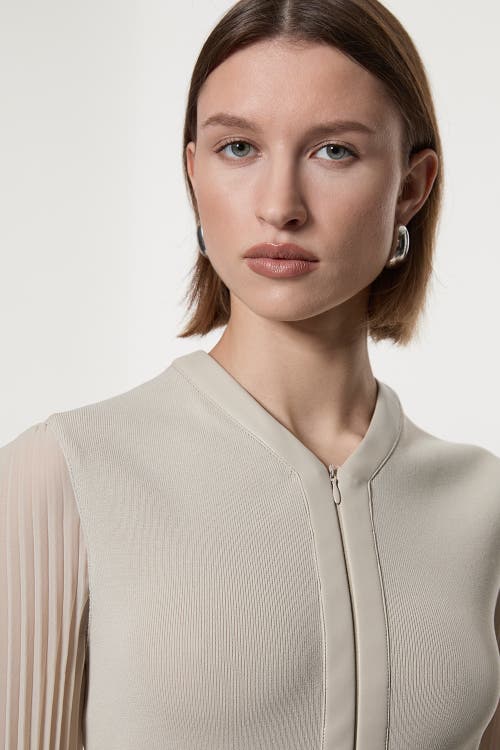 Karen Millen Woven Sleeved Pleated Dress In Gray