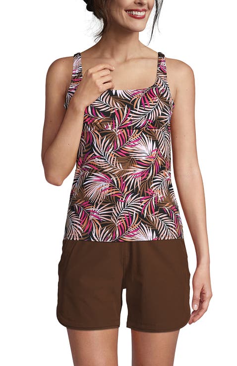 D-Cup Square Neck Underwire Tankini Swimsuit Top