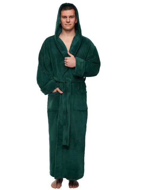 Men's Hooded Long Fleece Robe