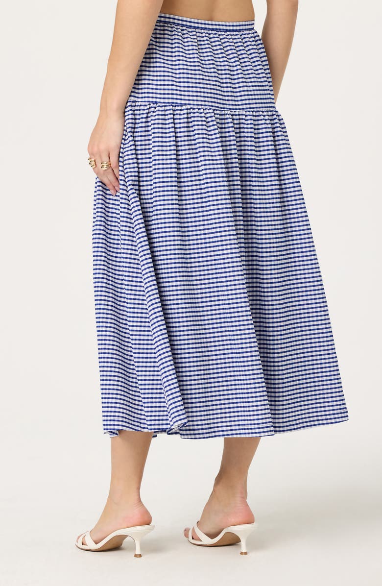 ASTR the Label Drop Waist Cotton Blend Skirt, Alternate, color, Blue Gingham