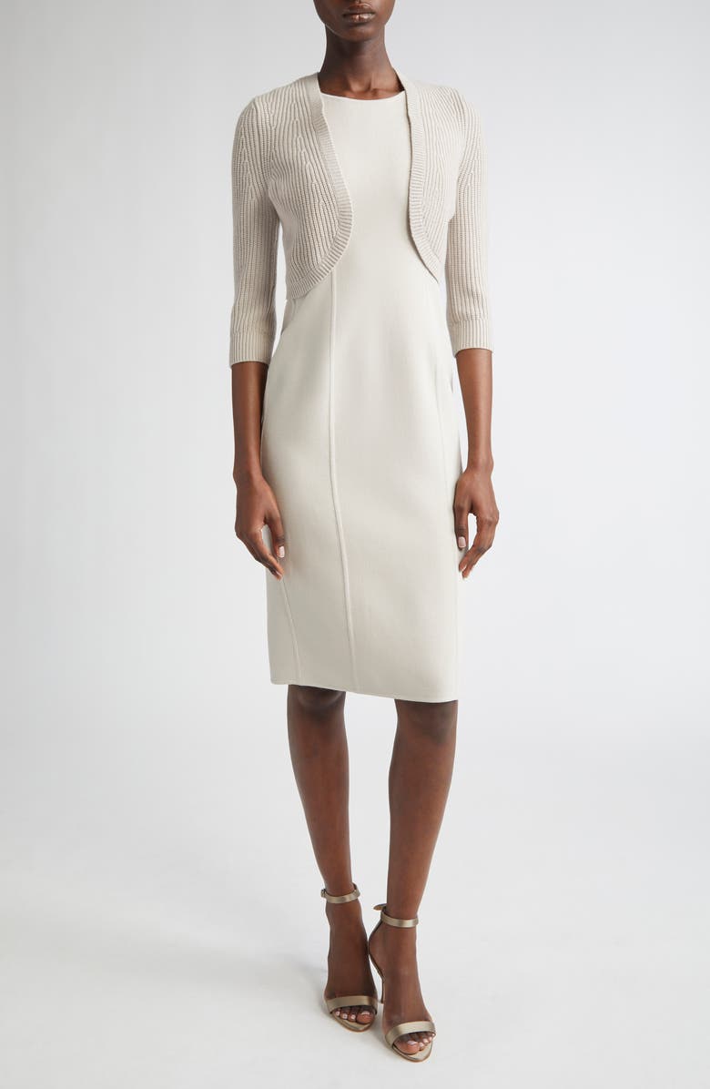 Michael Kors Collection Shaker Stitch Cashmere Shrug, Alternate, color, Oyster