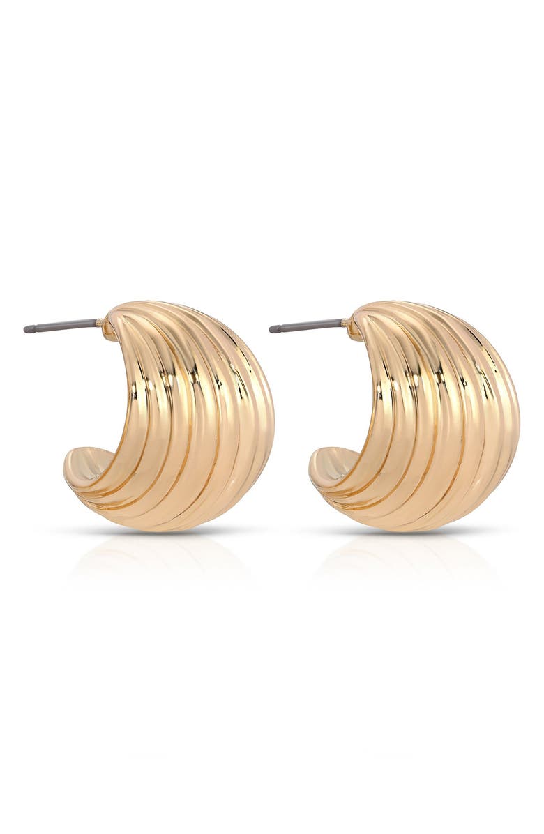 Ettika Textured Half Hoop Earrings, Alternate, color, Gold