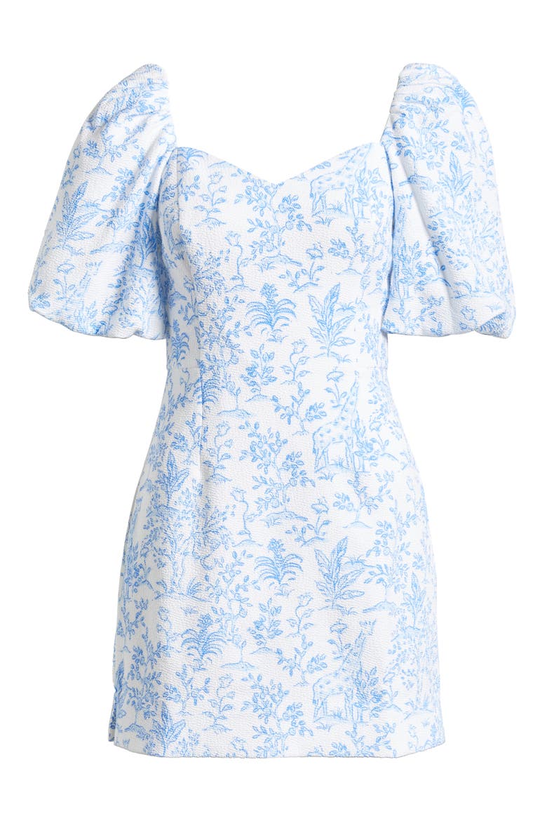 Justina Puff Sleeve Skirted Romper, Alternate, color, RESORT WHITE TALL TALES