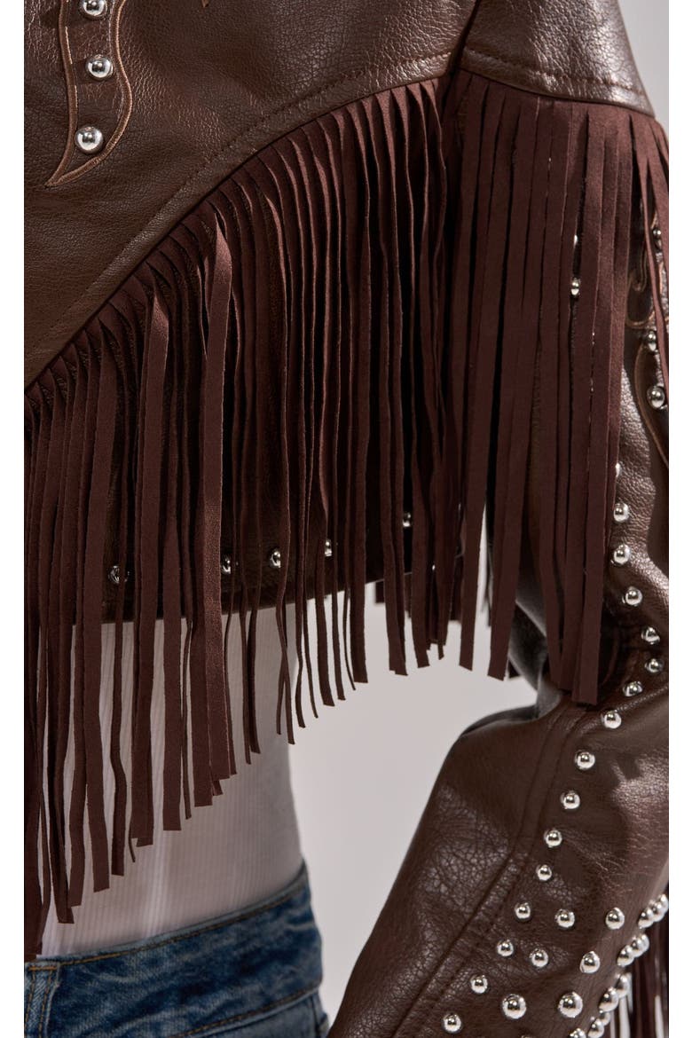 Reece Fringe Jacket, Alternate, color, BROWN