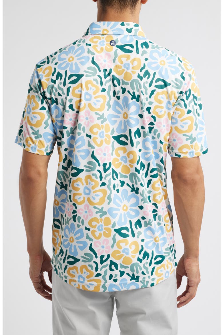 Larue Floral Print Golf Polo, Alternate, color, SKY