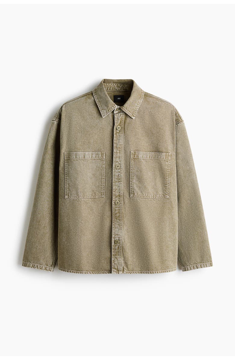 H&M Washed-look Twill Overshirt, Main, color, Khaki Green