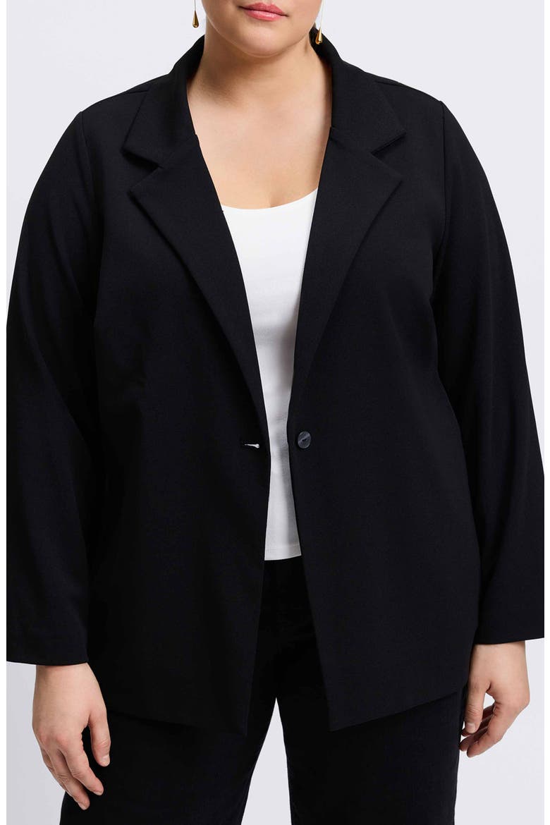 Morgan Crepe Knit Blazer, Main, color, BLACK