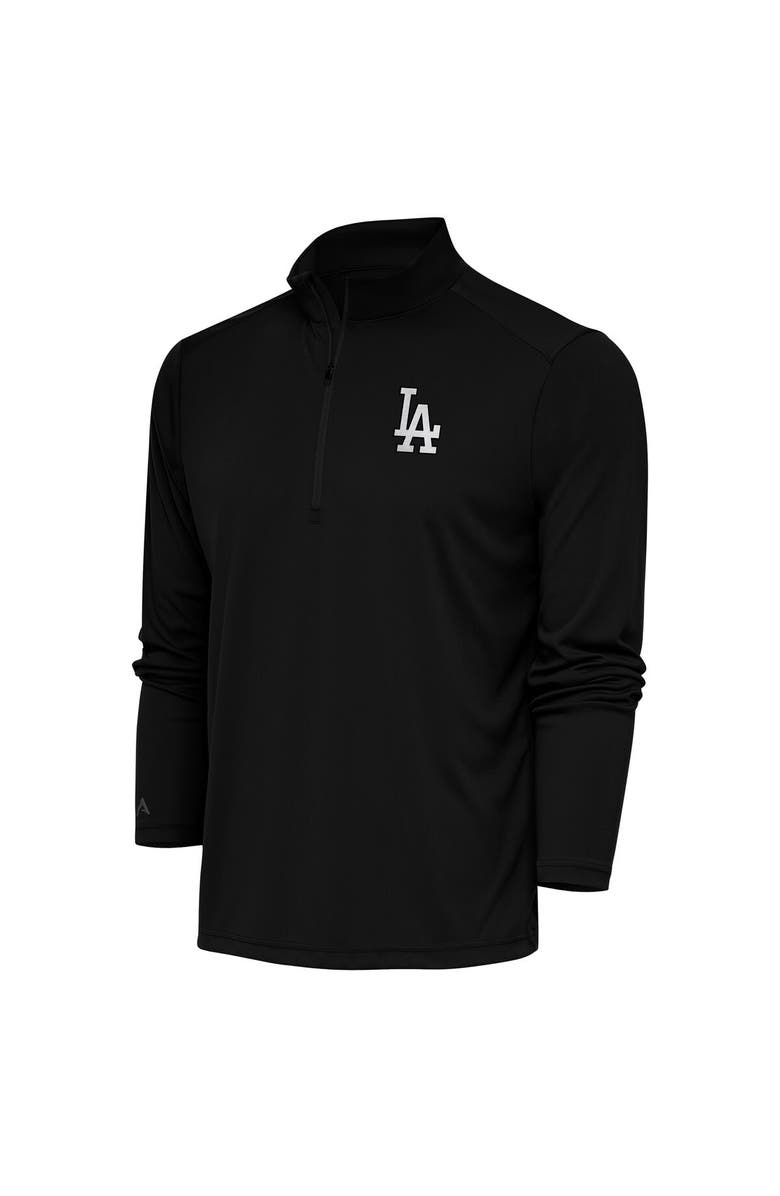 ANTIGUA Men's Antigua Black Los Angeles Dodgers Metallic Tribute Quarter-Zip Top, Main, color,
