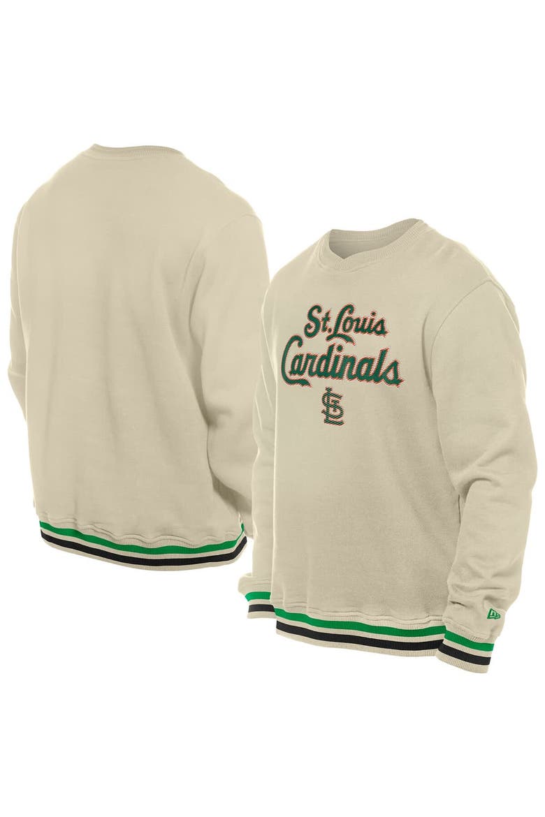 Men's New Era  Cream St. Louis Cardinals St. Patrick's Day Twill Pullover Sweatshirt, Main, color, Cream