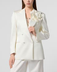 PHILIPP PLEIN Double-Breasted Satin Blazer Roses Women