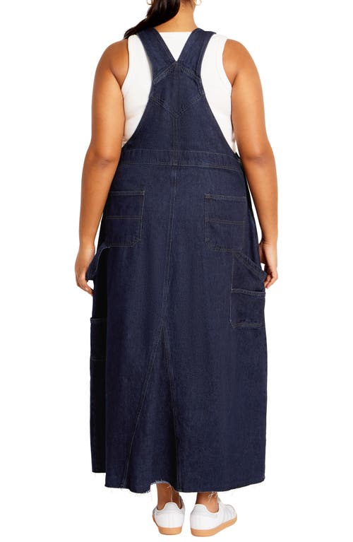 City Chic Pinafore Maxi Dress In Denim Mid
