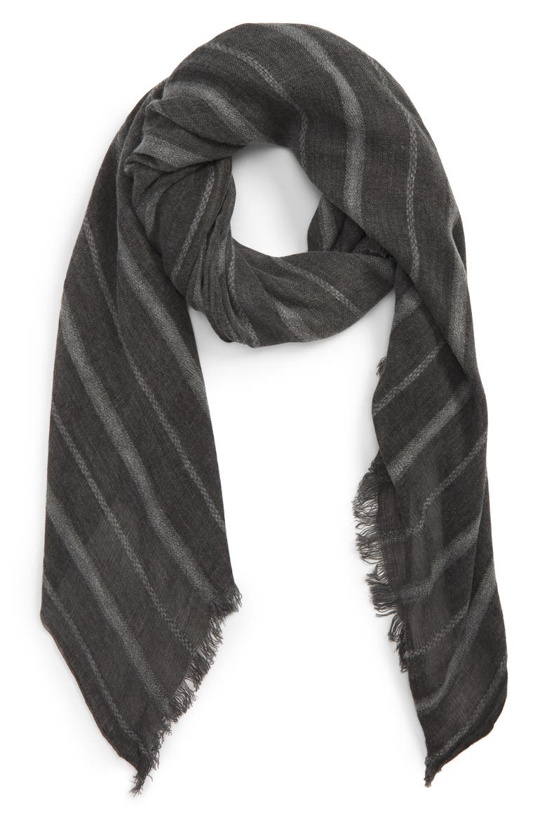 Solid Ribbed Wrap Scarf, Alternate, color, BLACK
