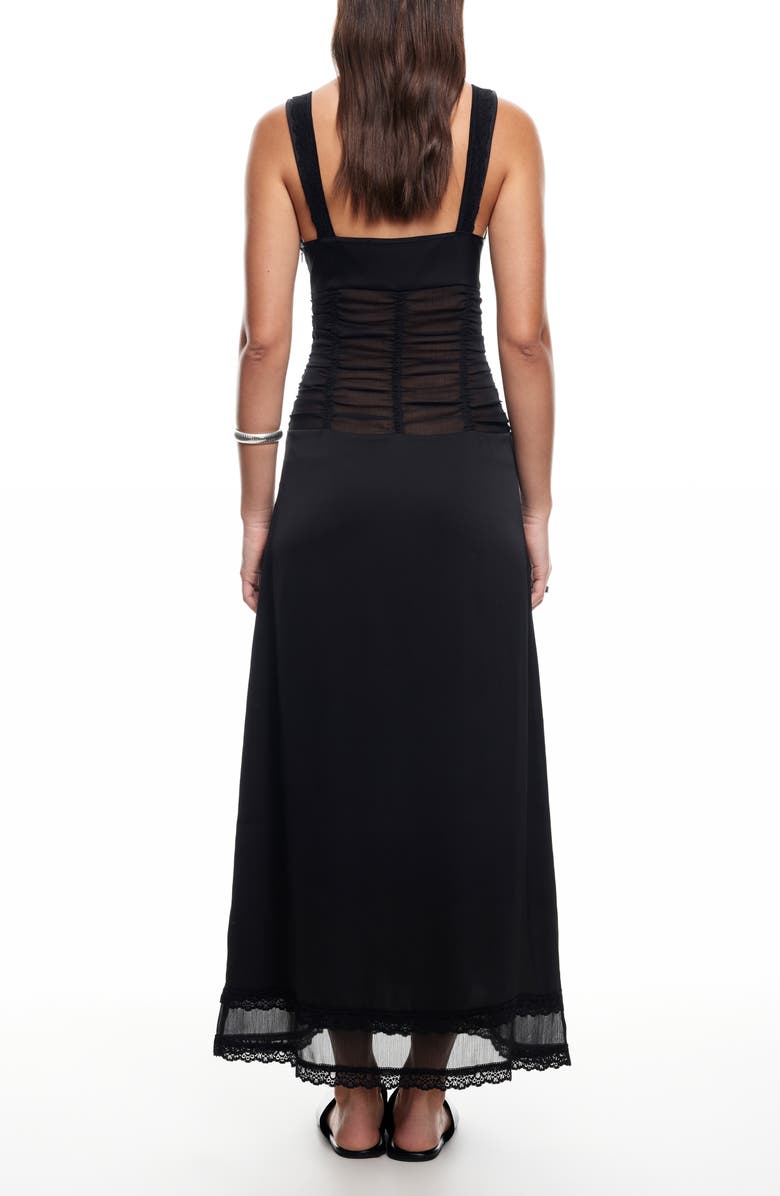 LIONESS Kendall Ruched Lace Sleeveless Maxi Dress, Alternate, color,