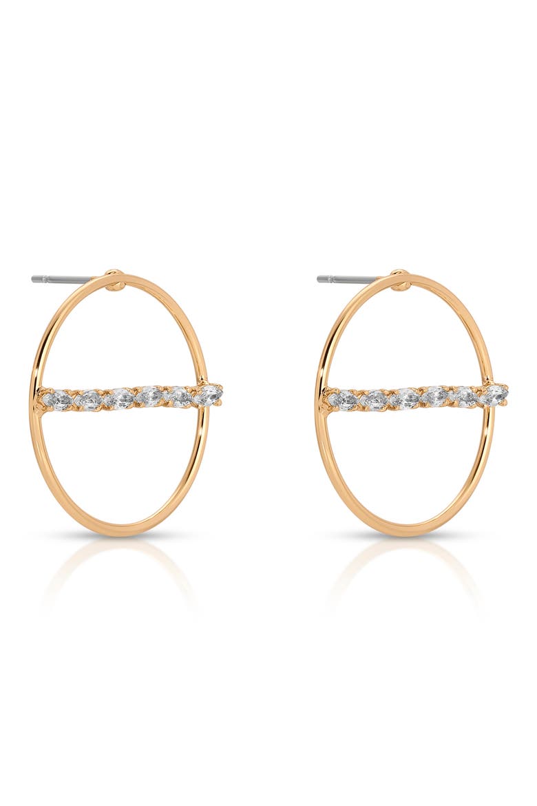 Dainty Marquise Frontal Hoop Earrings, Alternate, color, GOLD