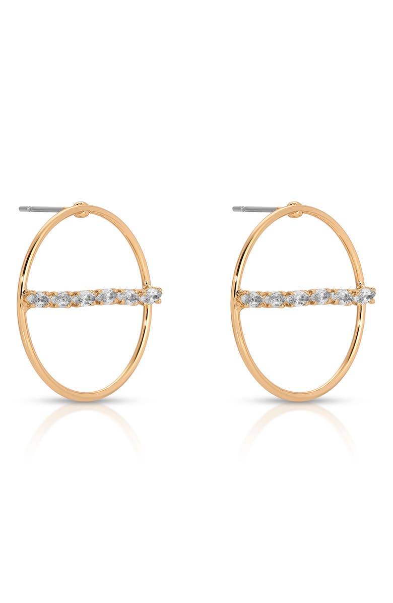 Ettika Dainty Marquise Frontal Hoop Earrings, Alternate, color, Gold