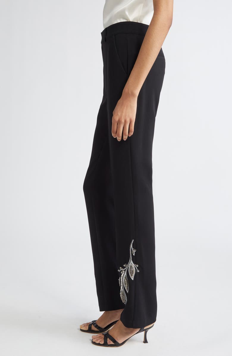 Cinq à Sept Kerry Bead Leaf Detail Pants, Alternate, color, Black