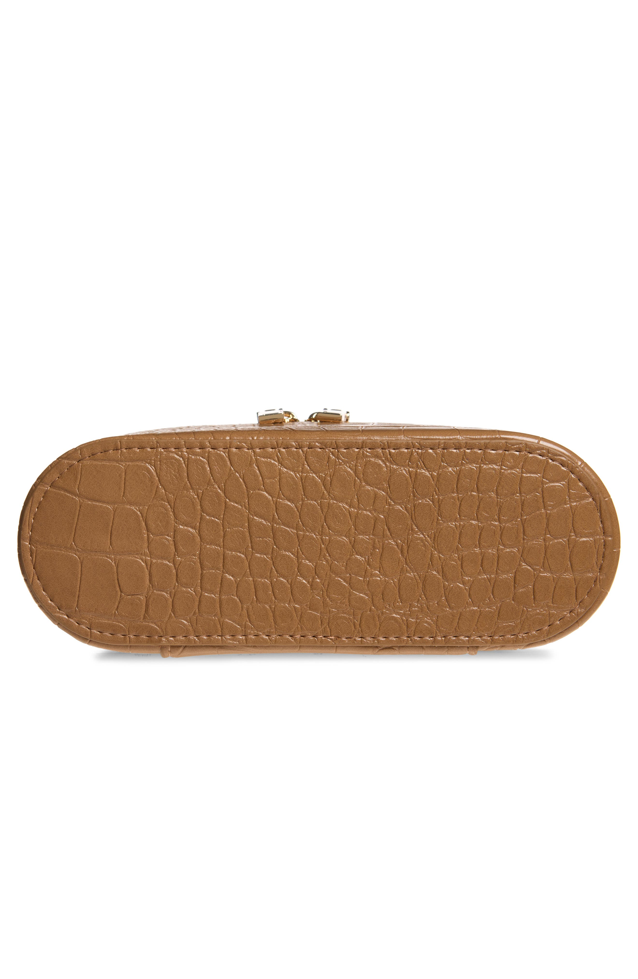 Camelia Croc Embossed Faux Leather Crossbody Bag, Alternate, color, MEDIUM BROWN
